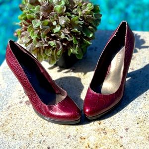 Nine West Red Faux Snake Skin Heels